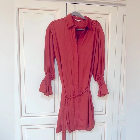 Maje REBANO Shirt dress with smocks Sz 1 (24)